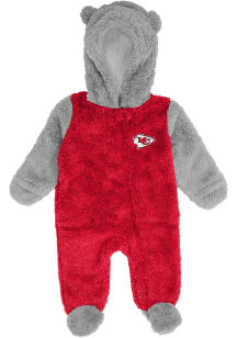 Kansas City Chiefs Baby Red Game Nap Teddy Fleece Loungewear One Piece Pajamas