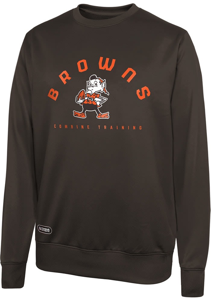 Cleveland Browns RETRO LINE BLOCKER Long Sleeve Sweatshirt Brown