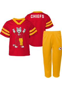 KC Wolf  Outer Stuff Kansas City Chiefs Infant Red Mascot Red Zone SS Set Top and Bottom
