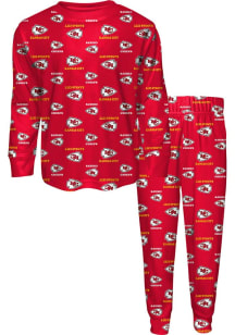 Kansas City Chiefs Kids Red All Over Logo Set Loungewear PJ Set