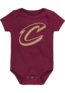 Cleveland Cavaliers Baby Maroon Primary Logo Short Sleeve One Piece