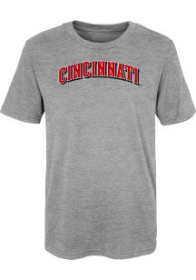 Cincinnati Reds Boys Grey Wordmark Short Sleeve T-Shirt