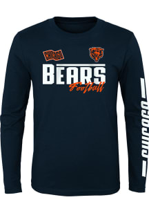 Chicago Bears Boys Navy Blue Race Time Long Sleeve T-Shirt
