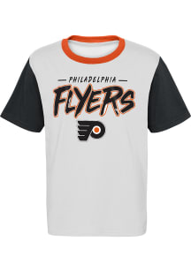 Philadelphia Flyers Youth White Reverse Retro Sueded Short Sleeve Fashion T-Shirt