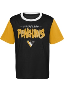 Pittsburgh Penguins Youth Black Reverse Retro Sueded Short Sleeve Fashion T-Shirt