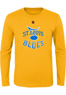St Louis Blues Boys Gold Reverse Retro Primary Logo Long Sleeve T-Shirt
