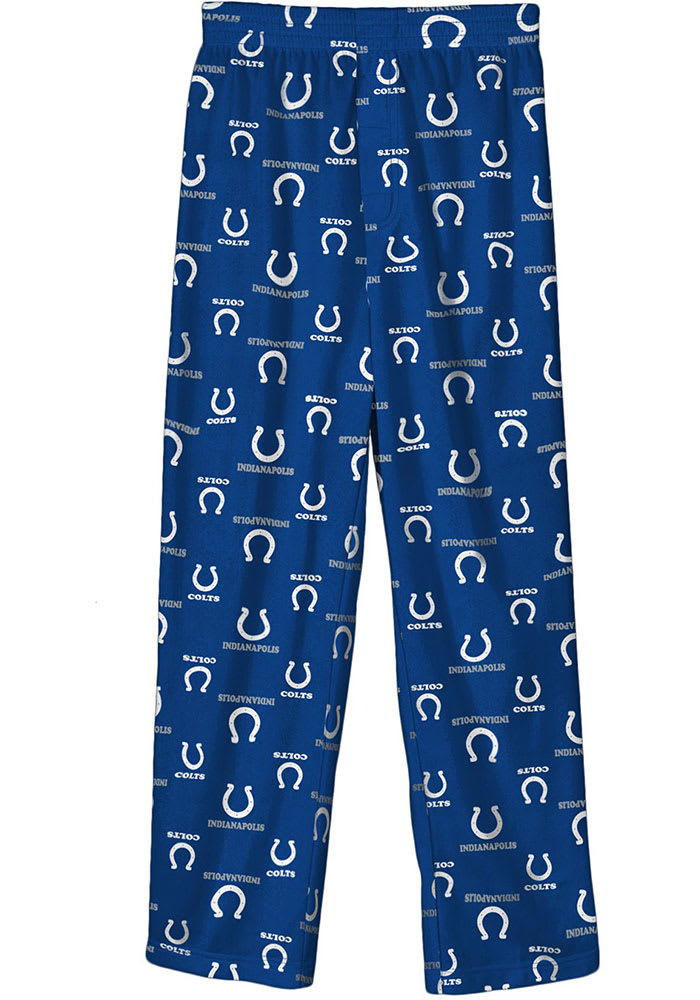 Indianapolis Colts Youth Blue All Over Logo Sleep Pants