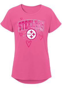 Pittsburgh Steelers Girls Pink Go Getter Short Sleeve Tee
