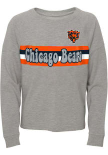 Chicago Bears Girls Grey All Striped Up Long Sleeve T-shirt