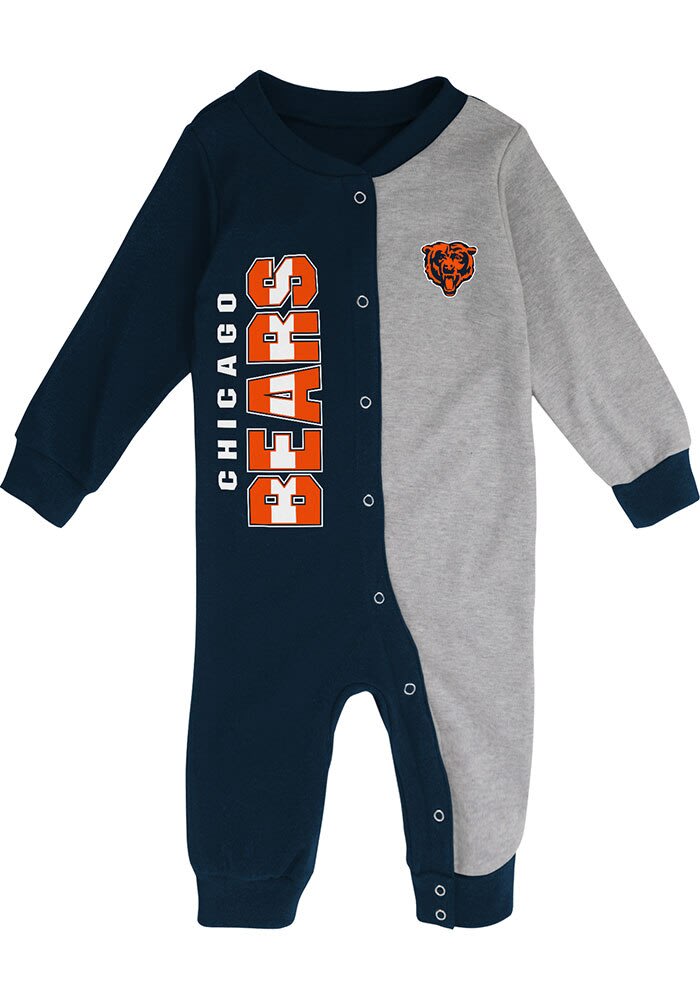 Chicago Bears Baby NAVY Half Time Coverall Long Sleeve Romper