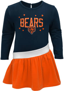 Chicago Bears Toddler Girls Navy Blue Heart To Heart Short Sleeve Dresses
