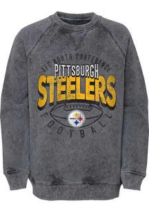 Pittsburgh Steelers Youth Charcoal Storm Fleece Long Sleeve Crew Sweatshirt