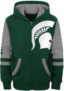 Michigan State Spartans Boys Green Stadium Long Sleeve Full Zip Hooded Sweatshirt