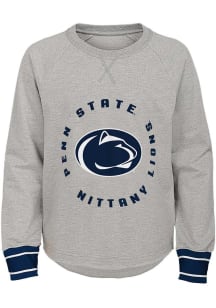 Penn State Nittany Lions Girls Navy Blue Raw Edge Crew Long Sleeve Sweatshirt