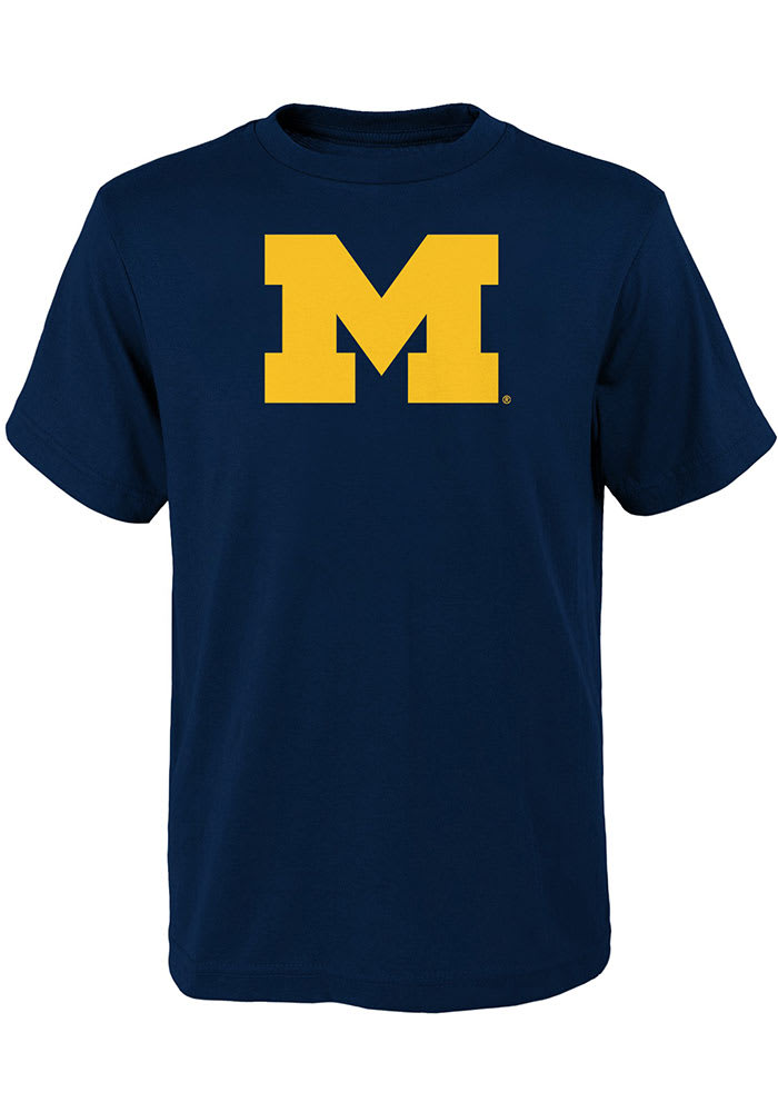 Michigan Wolverines Youth Navy Blue Primary Logo Short Sleeve T-Shirt
