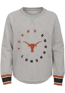 Texas Longhorns Girls Burnt Orange Raw Edge Crew Long Sleeve Sweatshirt