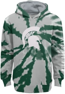 Youth Green Michigan State Spartans Statement Tie Dye Long Sleeve Hooded Sweatshirt