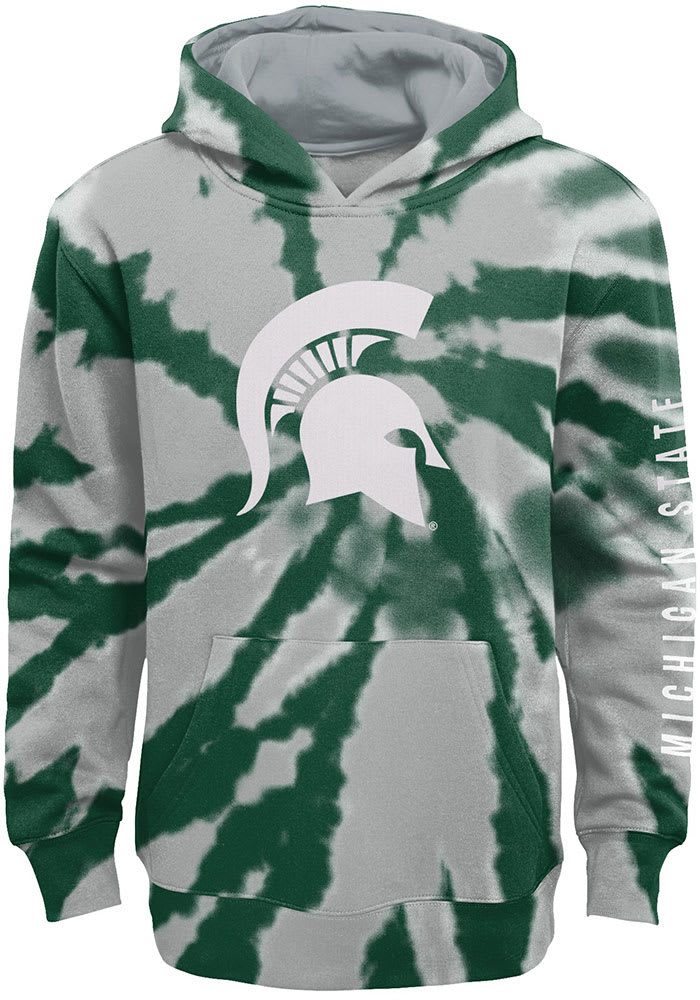 Michigan State Spartans Youth Green Statement Tie Dye Long Sleeve Hoodie