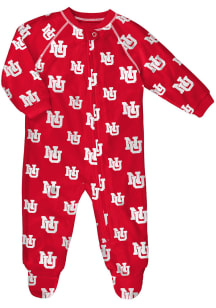Baby Red Nebraska Cornhuskers Vault Raglan Loungewear One Piece Pajamas