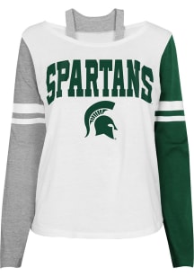 Michigan State Spartans Girls Green Color Block Long Sleeve T-shirt