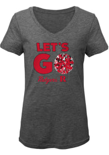 Rutgers Scarlet Knights Girls Red Lets Go Short Sleeve Fashion T-Shirt