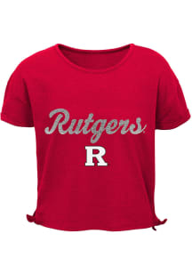 Girls Red Rutgers Scarlet Knights Love Short Sleeve Fashion T-Shirt
