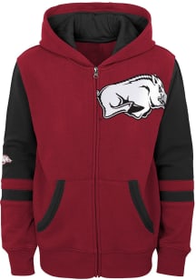 Arkansas Razorbacks Boys Cardinal Stadium Long Sleeve Full Zip Hooded Sweatshirt