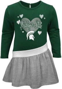 Michigan State Spartans Baby Girls Green Heart Jersey Short Sleeve Dress