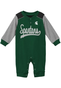 Michigan State Spartans Baby Green Scrimmage Long Sleeve One Piece