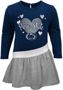 Penn State Nittany Lions Toddler Girls Navy Blue Heart Jersey Short Sleeve Dresses