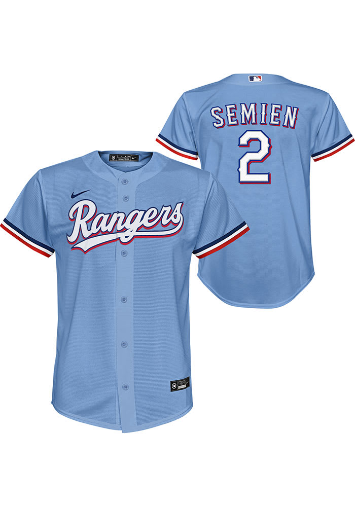 Texas Rangers Marcus Semien Youth LIGHT BLUE Alt Replica Baseball Jersey