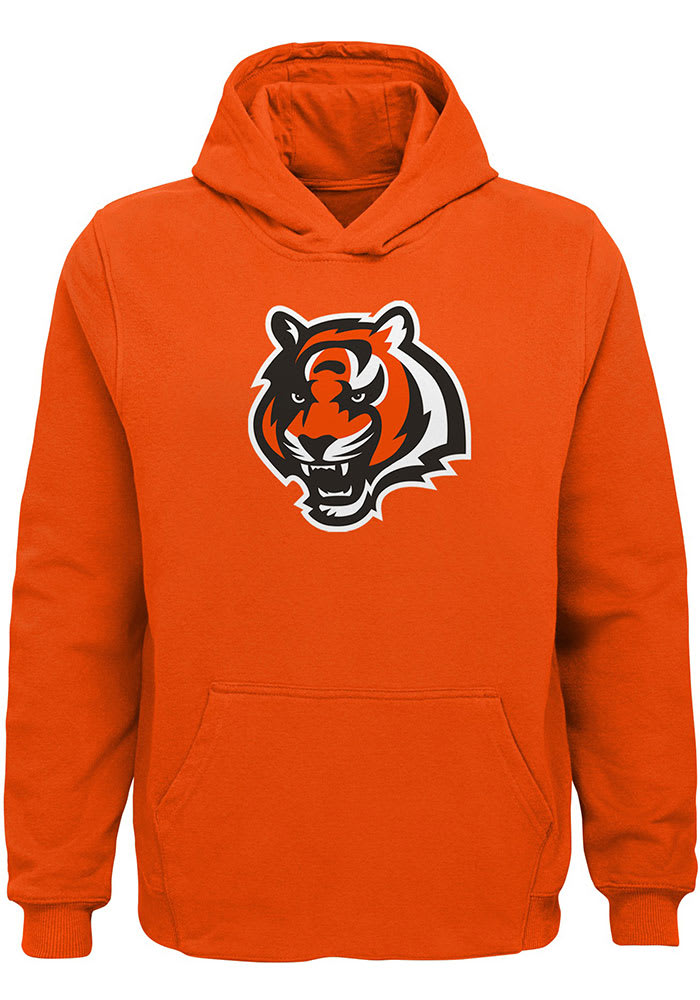Cincinnati Bengals Boys Orange Primary Logo Long Sleeve Hooded Sweatshirt