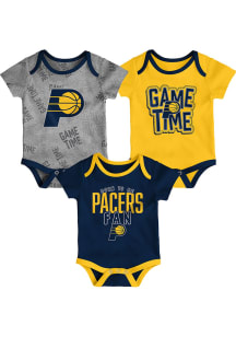 Indiana Pacers Baby Navy Blue Game Time 3PK One Piece
