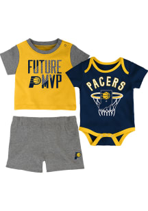 Indiana Pacers Infant Navy Blue Putting Up Numbers 3PK SS Set Top and Bottom