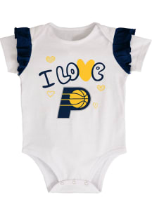 Indiana Pacers Infant Girls White I Love Basketball Set Top and Bottom