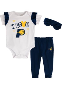 Indiana Pacers Infant Girls Navy Blue I Love Basketball Set Top and Bottom