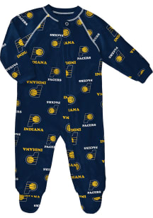 Indiana Pacers Baby Navy Blue Raglan Zip Up Loungewear One Piece Pajamas