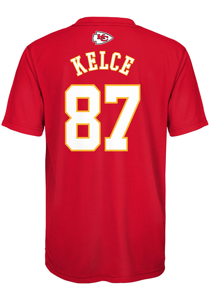 Travis Kelce Kansas City Chiefs Youth Red Mainliner NN Perf Player Tee