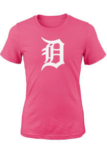 Detroit Tigers Girls Pink Primary Logo Short Sleeve Tee