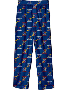 Kansas Jayhawks Boys Blue All Over Logo Sleep Pants