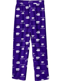 Youth Purple K-State Wildcats All Over Logo Loungewear Sleep Pants