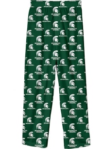 Youth Green Michigan State Spartans All Over Logo Loungewear Sleep Pants