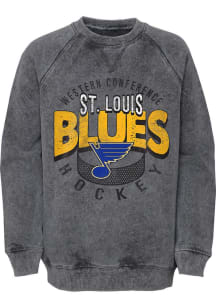 St Louis Blues Youth Charcoal Storm Fleece Long Sleeve Crew Sweatshirt
