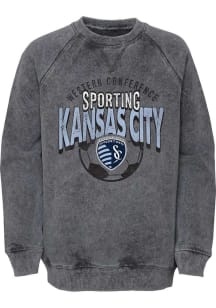 Sporting Kansas City Youth Charcoal Storm Fleece Long Sleeve Crew Sweatshirt