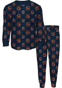 Chicago Bears Kids Navy Blue All Over Logo Set Loungewear PJ Set