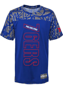 Philadelphia 76ers Youth Blue Court Mural Short Sleeve T-Shirt