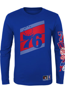 Philadelphia 76ers Boys Blue Downforce Defense Long Sleeve T-Shirt