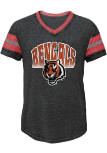 Cincinnati Bengals Girls Black Catch The Wave Short Sleeve Fashion T-Shirt