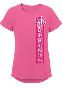 Cincinnati Bengals Girls Pink Fair Catch Short Sleeve Tee