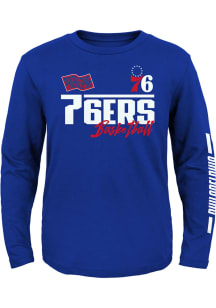 Philadelphia 76ers Youth Blue Race Time Long Sleeve T-Shirt